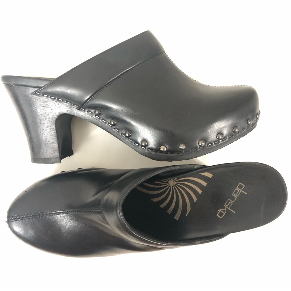 DANSKO Sz 40 Leather Heel Clog Mules - Picture 1 of 14